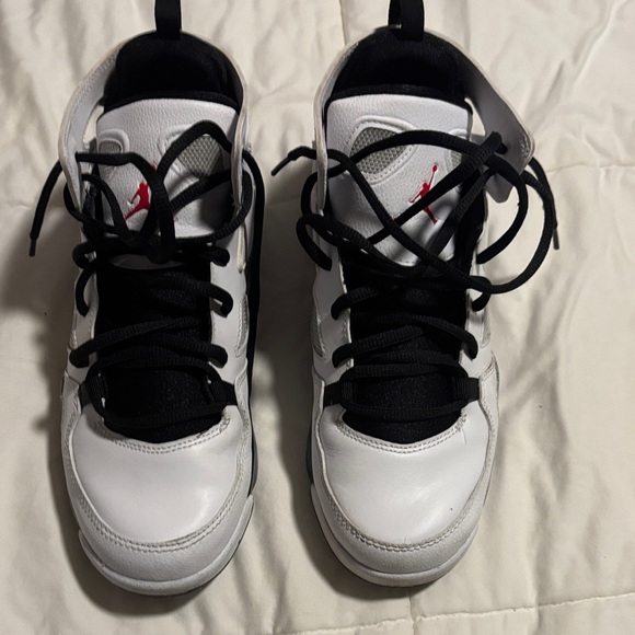 Nike Air Jordan Kids White and Black Sneakers with Red Accents - Picture 1 of 4